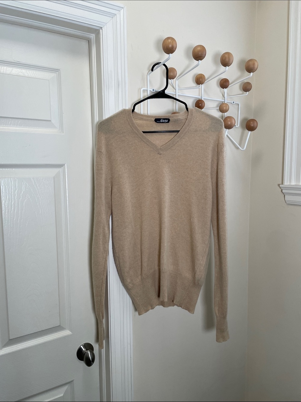 Linea Diego - Cashmere Old Money V-Neck Sweater - Cream - M